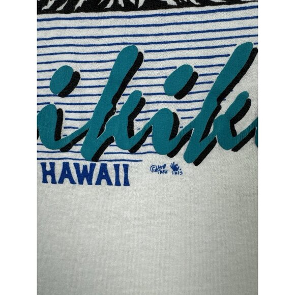 Vintage 1988 Waikiki Beach Hawaii White Tank Top Fits Small Nature Earth Art - Picture 5 of 10